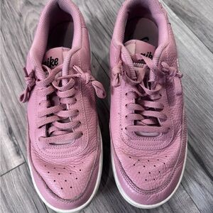 Nike Pink Suede Sneakers with Perforated Design